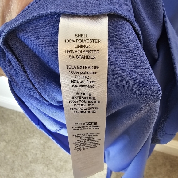 Chico's Blue Ruffle Midi Dress Women's Size 1 - Picture 5 of 10